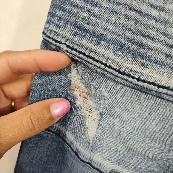 Kancan Ripped Moto Skinny Jeans Denim Women Size W13 30 Raw Hem KC8201D FLAW - Picture 6 of 12